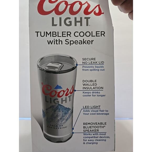 Coors Light Stainless Steel Tumbler Cooler w/ Speaker Grey NIB - Picture 4 of 16